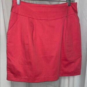 Emma Graham Pink Mini Skirt w Teal Full Back Zipper.  Front Pockets.  Sz Medium